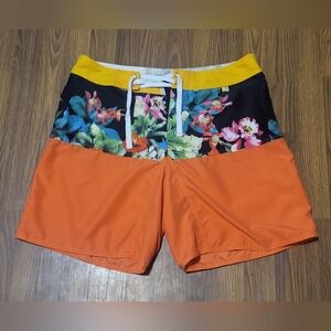 Wellen Made in USA Floral Board Shorts Men’s 34 Surf Swim Trunks Beachwear C16